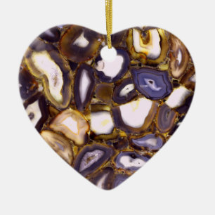 Purple Brown White Agate design Ceramic Ornament
