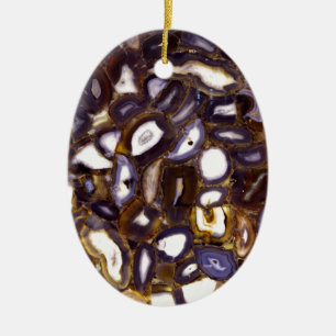 Purple Brown White Agate design Ceramic Ornament