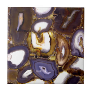 Purple Brown White Agate design Ceramic Tile