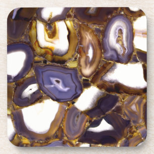 Purple Brown White Agate design Drink Coaster