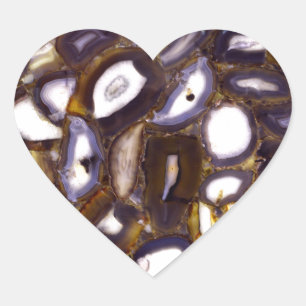 Purple Brown White Agate design Heart Sticker