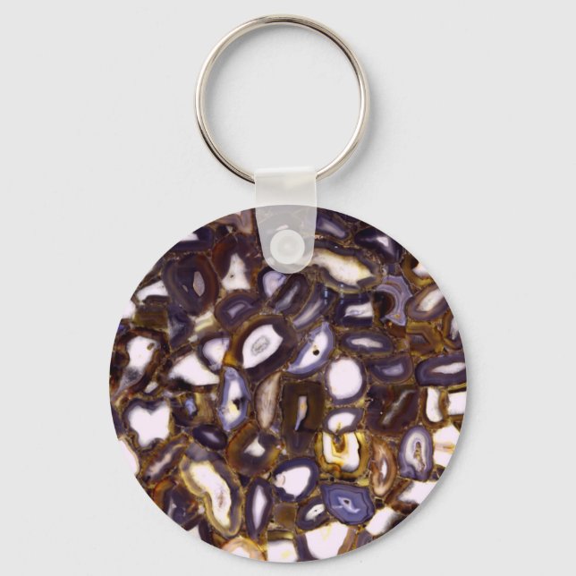 Purple Brown White Agate design Keychain (Front)
