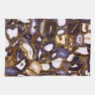 Purple Brown White Agate design Kitchen Towel