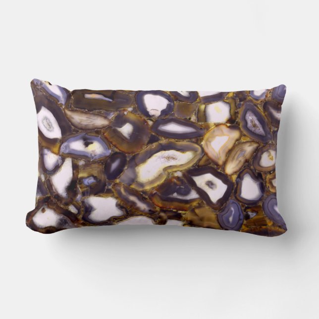 Purple Brown White Agate design Lumbar Pillow (Front)