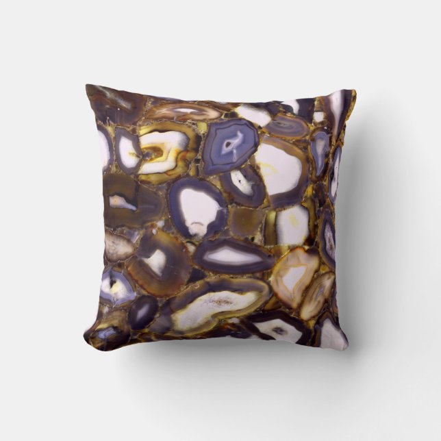 Purple Brown White Agate design Throw Pillow (Front)