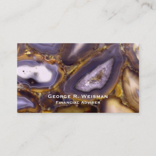Purple Brown White Agate stone pattern  Business Card (Front)