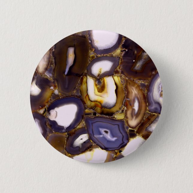 Purple Brown White Agate stone pattern  Button (Front)