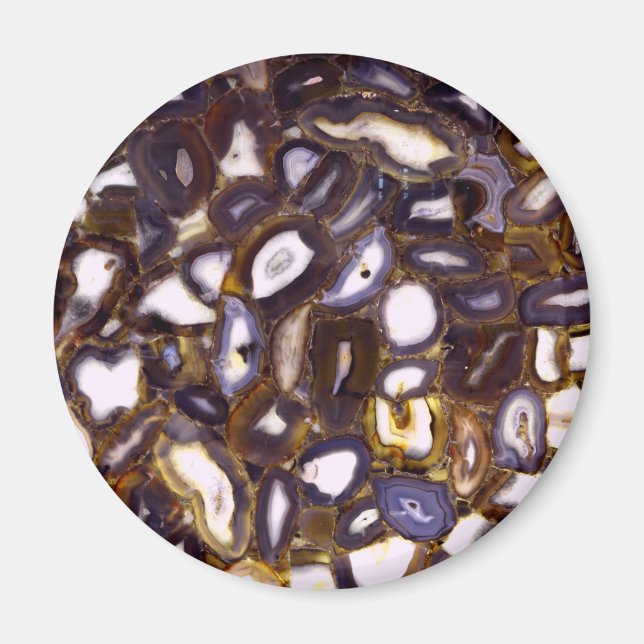 Purple Brown White Agate stone pattern  Magnet (Front)