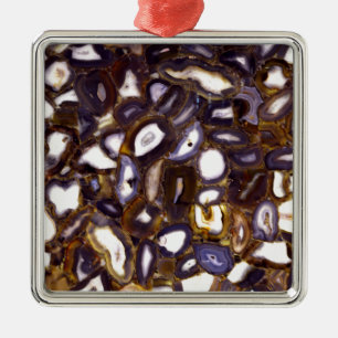 Purple Brown White Agate stone pattern Metal Ornament