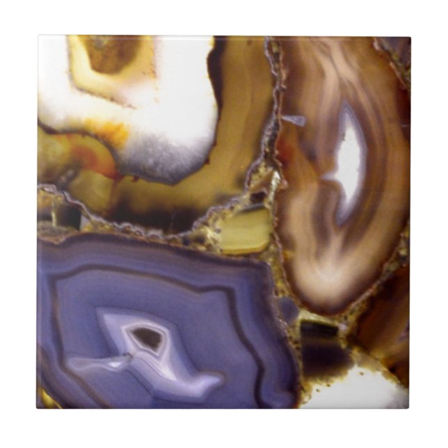 Purple Brown White Agate stone pattern  Tile (Front)
