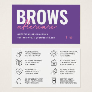 Purple Brows Aftercare PMU Brow Instructions Card