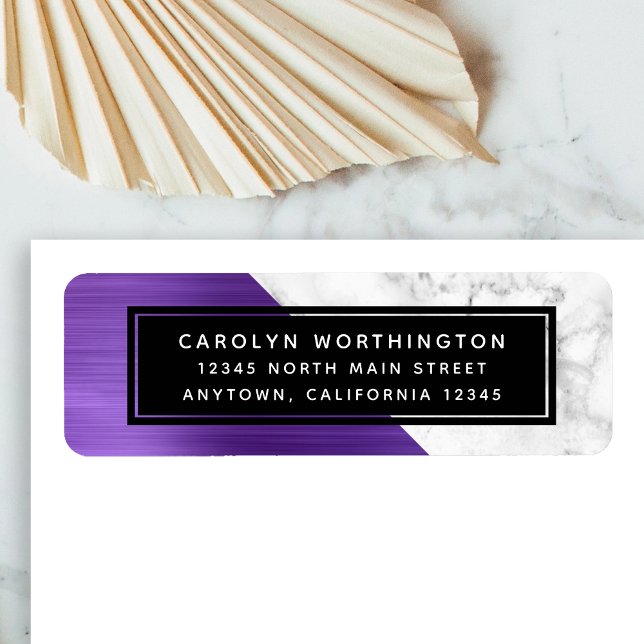 Purple Brushed Metal Marble Return Address Label (Creator Uploaded)