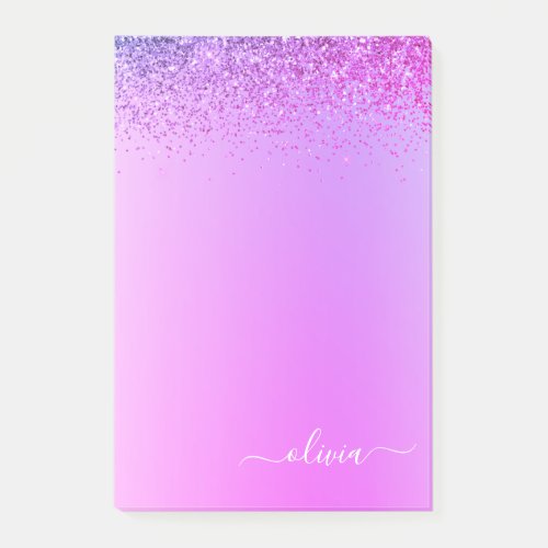 Purple Brushed Metal Monogram Name Luxury Post_it Notes