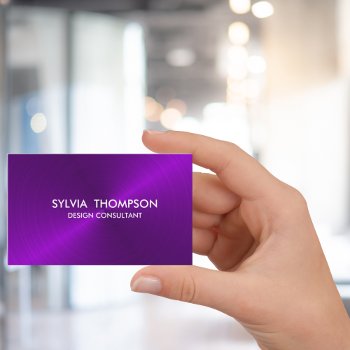 Purple Brushed Metal Sheen Business Card by HasCreations at Zazzle