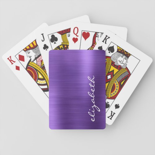 Purple Brushed Metal Signature Script Poker Cards
