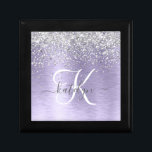 Purple Brushed Metal Silver Glitter Monogram Name Gift Box<br><div class="desc">Easily personalize this trendy chic gift box design featuring pretty silver sparkling glitter on a purple brushed metallic background.</div>