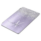 Purple Brushed Metal Silver Glitter Monogram Name iPad Air Cover (Side)
