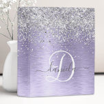 Purple Brushed Metal Silver Glitter Monogram Name Mini Binder<br><div class="desc">Easily personalize this trendy chic binder design featuring pretty silver sparkling glitter on a purple brushed metallic background.</div>
