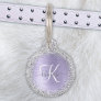 Purple Brushed Metal Silver Glitter Monogram Name Pet ID Tag