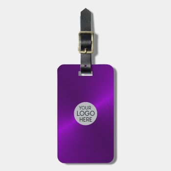 Purple Brushed Metallic Logo Luggage Tag by HasCreations at Zazzle