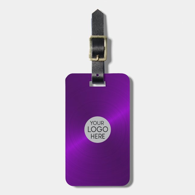 Purple Brushed Metallic Logo Luggage Tag (Front Vertical)