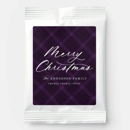 Purple Brushed Plaid Merry Christmas Hot Chocolate Drink Mix