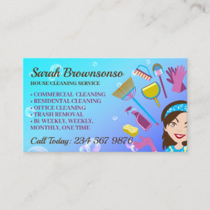 Purple Bubble Janitorial House Cleaning Service Business Card