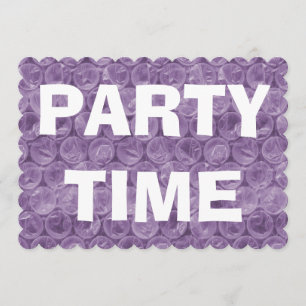Purple bubble wrap birthday party invitation