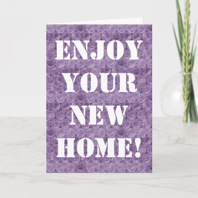 Purple bubble wrap housewarming invitation (Front)