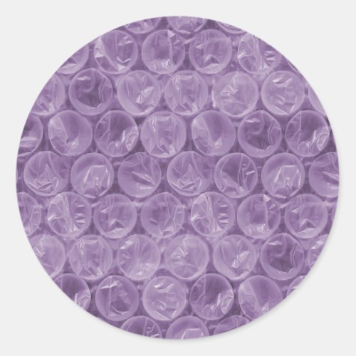 Purple bubble wrap pattern classic round sticker
