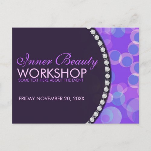 Purple Bubbles Beauty Workshop Business Flyer Invitation Postcard