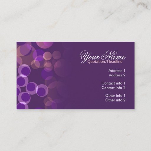 Customizable Purple Bubbles Business Card