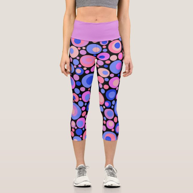Purple Bubbles Capri Leggings (Front)