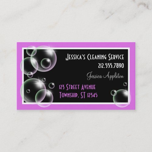 Purple Bubbles Cleaning Service Business Cards