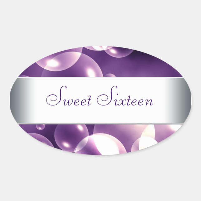 Purple Bubbles Envelope Seal Party Favor Labels (Front)