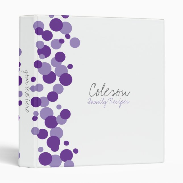 Purple Bubbles Pattern Recipe Binder (Front/Spine)
