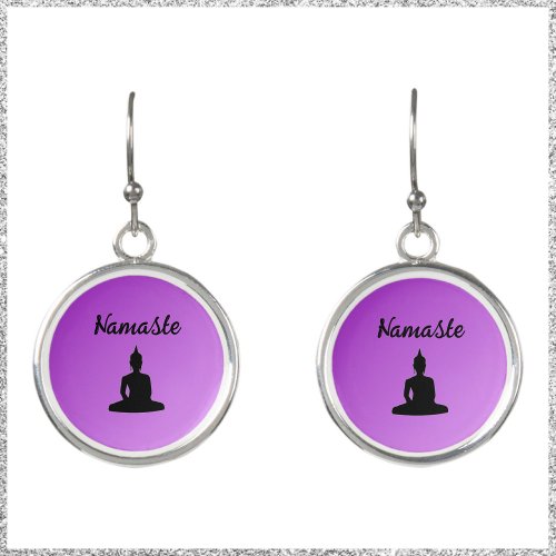 Purple Buddha Namaste Earrings
