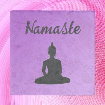 Purple Buddha Namaste Stone Magnet