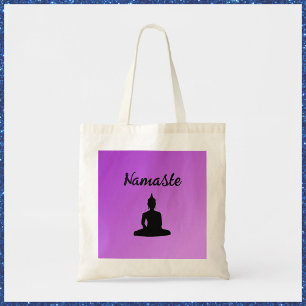 Purple Buddha Namaste Tote Bag