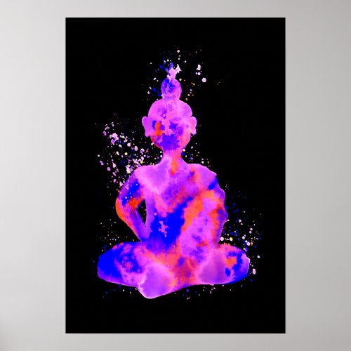 Purple Buddha Silhouette Poster