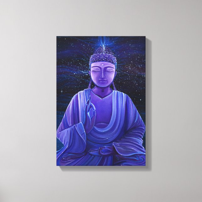 Purple Buddha Universe Galaxy Painting Wall Art (Front)