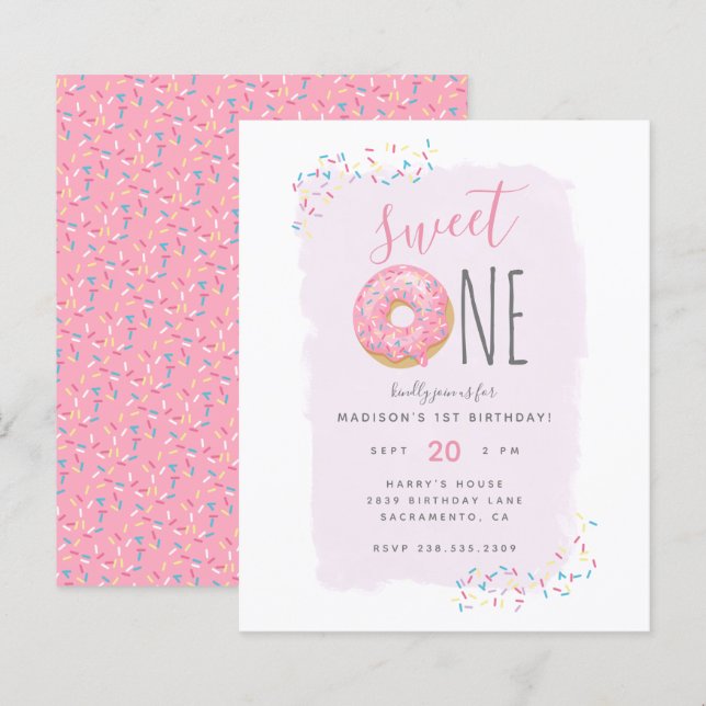 Purple | Budget Donut Sprinkle Sweet 1st Birthday (Front/Back)