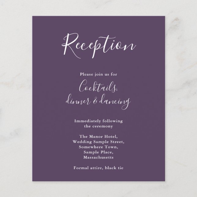 Purple Budget Modern Wedding Reception Flyer (Front)