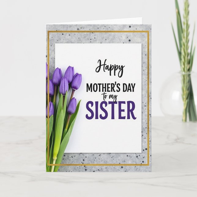 Purple Buds Mothers Day Sister Card (Front)