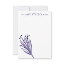 Purple Buds Watercolor Stationery Note Card