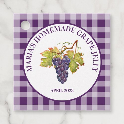 Purple Buffalo Check Homemade Grape Jelly or Jam Favor Tags