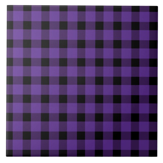 Purple Buffalo Country Lumberjack Plaid Ceramic Tile (Front)