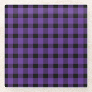 Purple Buffalo Country Lumberjack Plaid Glass Coaster