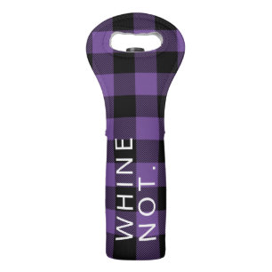 Purple Buffalo Plaid Funny Whine Not Wine Bag