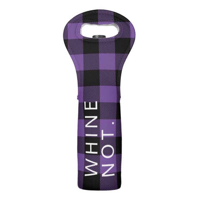 Purple Buffalo Plaid Funny Whine Not Wine Bag (Front)